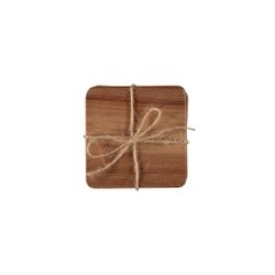 Noble house Wood 4 st glasunderlägg/coasters i trä mått 10 x 10 cm