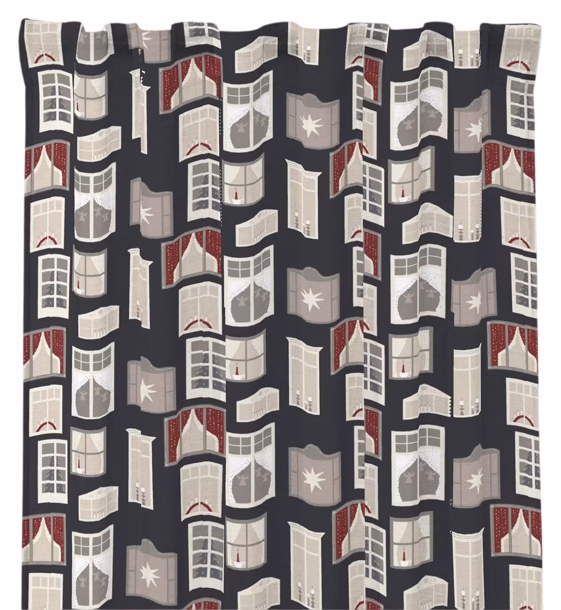 Julfönster svart julgardinset multiband Redlunds textil