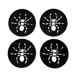Noble house Halloween 4 st svarta glasunderlägg/coasters spindelmönster