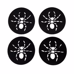 Noble house Halloween 4 st svarta glasunderlägg/coasters spindelmönster