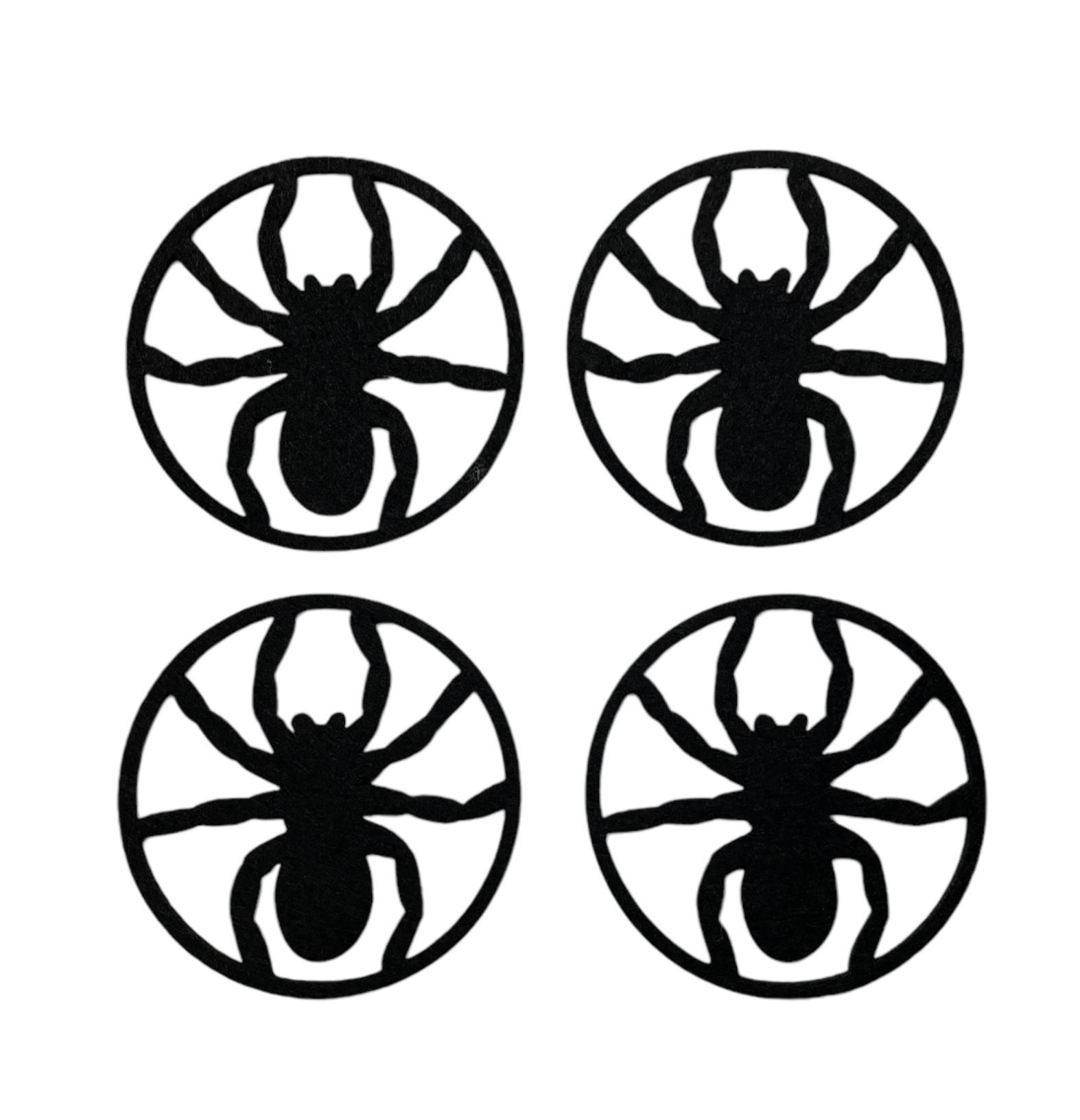 Noble house Halloween 4 st svarta glasunderlägg/coasters spindelmönster