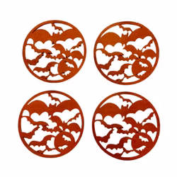 Noble house Halloween 4 st rostfärgade glasunderlägg/coasters fladdermusmönster