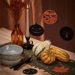 Noble house Halloween 4 st rostfärgade glasunderlägg/coasters fladdermusmönster