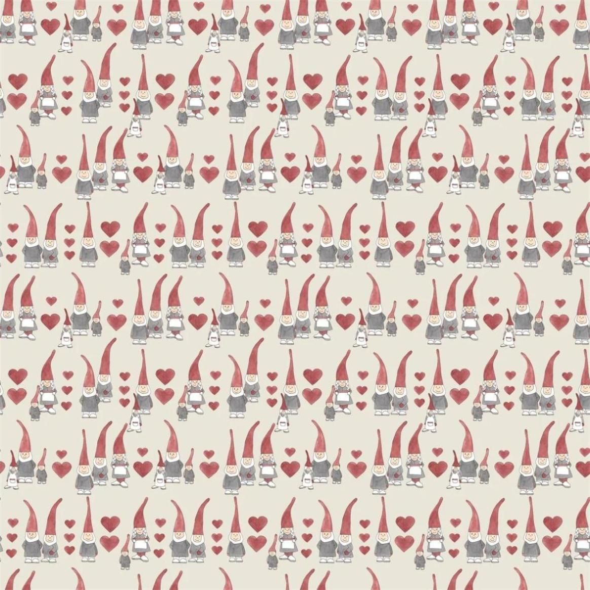 Tomtehjärta metervara linnefärgad jultextilvaxduk bredd 138 cm Redlunds textil