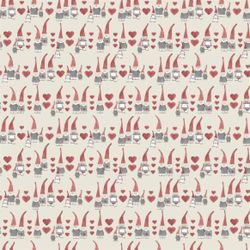 Tomtehjärta metervara linnefärgad jultextilvaxduk bredd 138 cm Redlunds textil