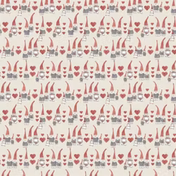 Tomtehjärta metervara linnefärgad jultextilvaxduk bredd 138 cm Redlunds textil