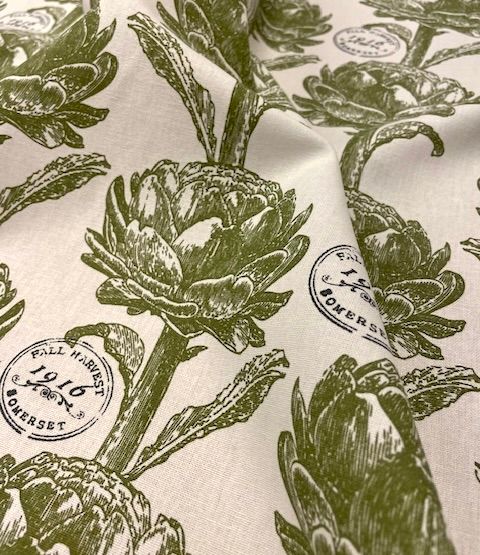 Fall Harvest metervara bomull vit grön Jakobsdals textil