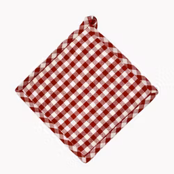 Grytlapp Classic textiles rödvitrutig återvunnet material