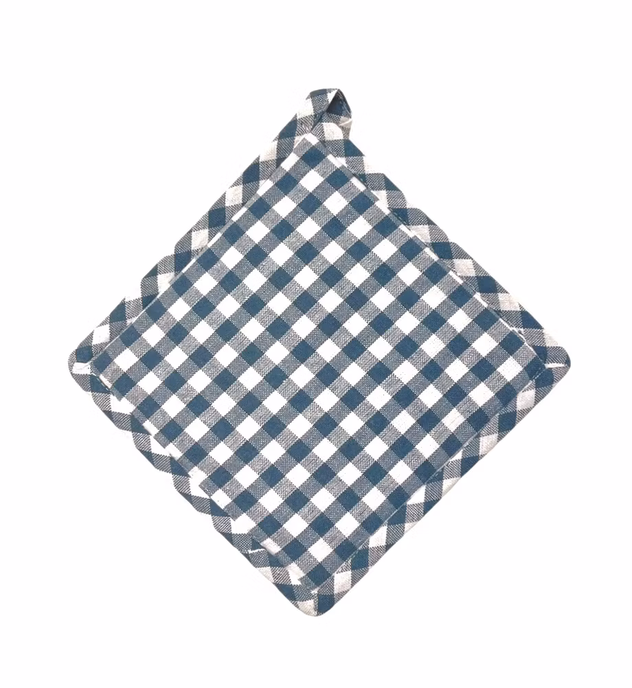 Classic textiles blå vitrutig grytlapp återvunnet material