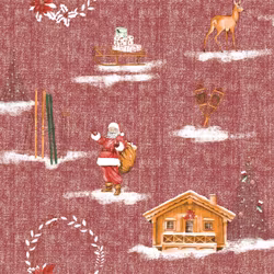 Tomte röd metervara vaxduk Redlunds textil