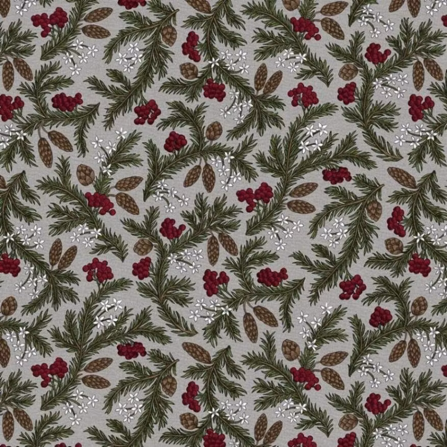 Julkvist grå vaxduk metervara Redlunds textil