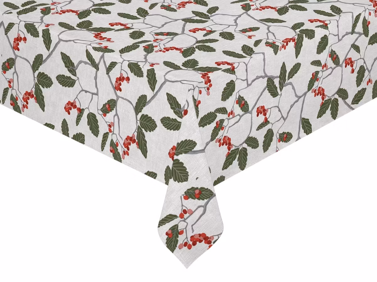 Winterberries vit vaxduk metervara Redlunds textil