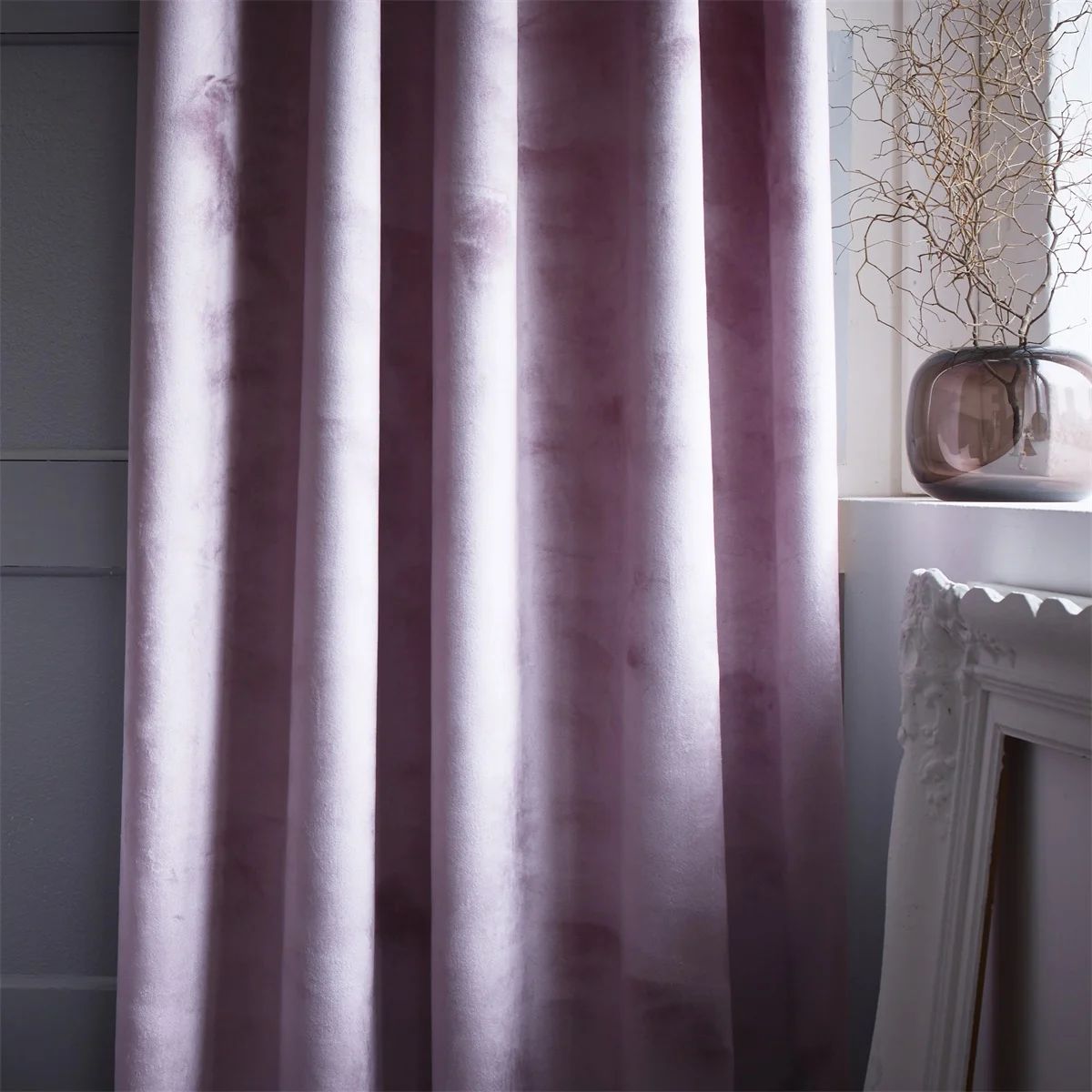 Sammet rosa gardinset multiband Redlunds textil