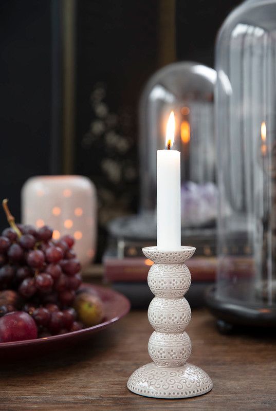 Orient Antik vit ljusstake Cult design höjd 14