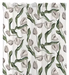 Tulpaner gardinset vit beige grön multiband Redlunds textil
