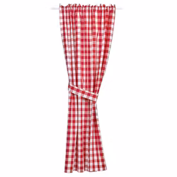 Noble House Rutig rödvitrutigt gardinset kanal