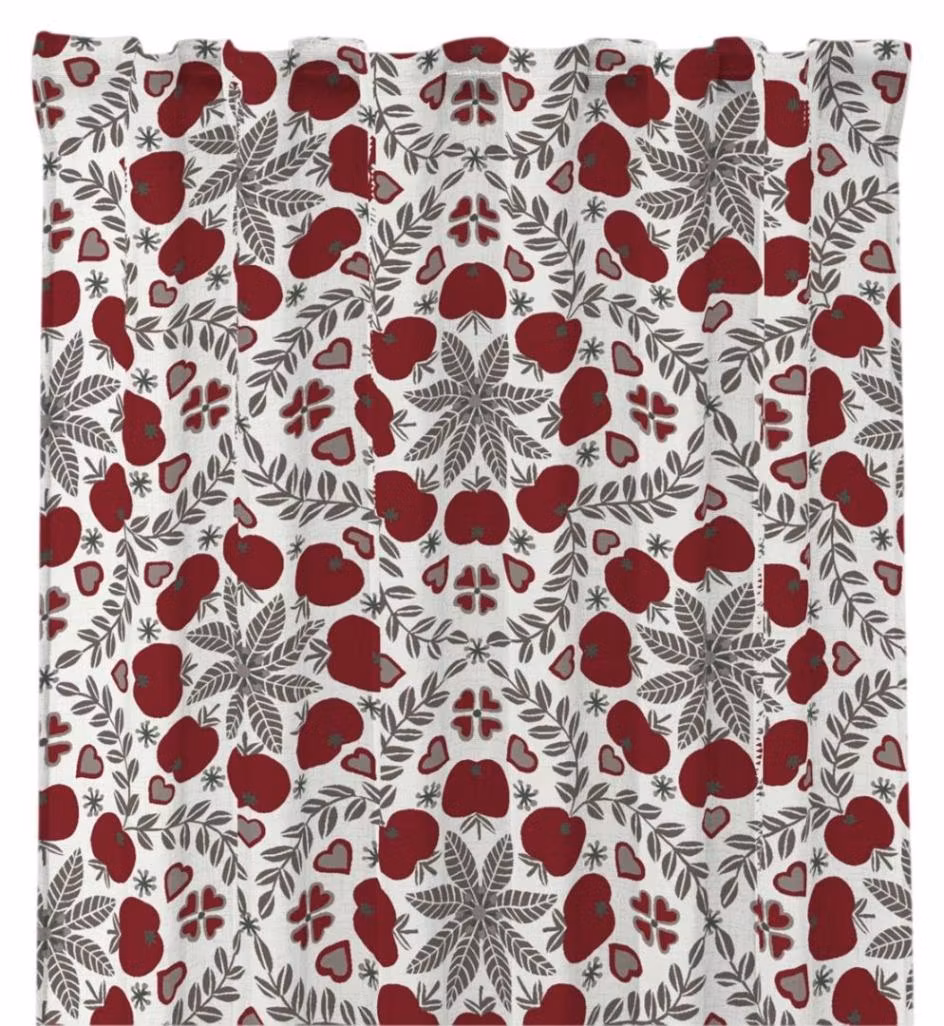 Juläpple vitt gardinset multiband Redlunds textil
