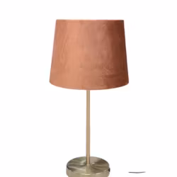 Sam en rund lampskärm i gammelrosa sammet med fäste för både E14 och E27 lampor från Stjernsund kollektion.