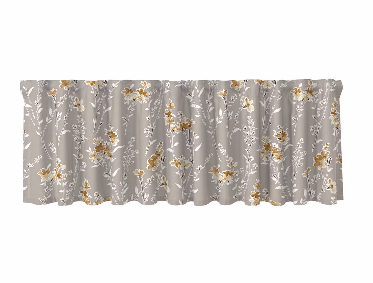 Lille linne/guld blommig gardinkappa multiband Redlunds textil