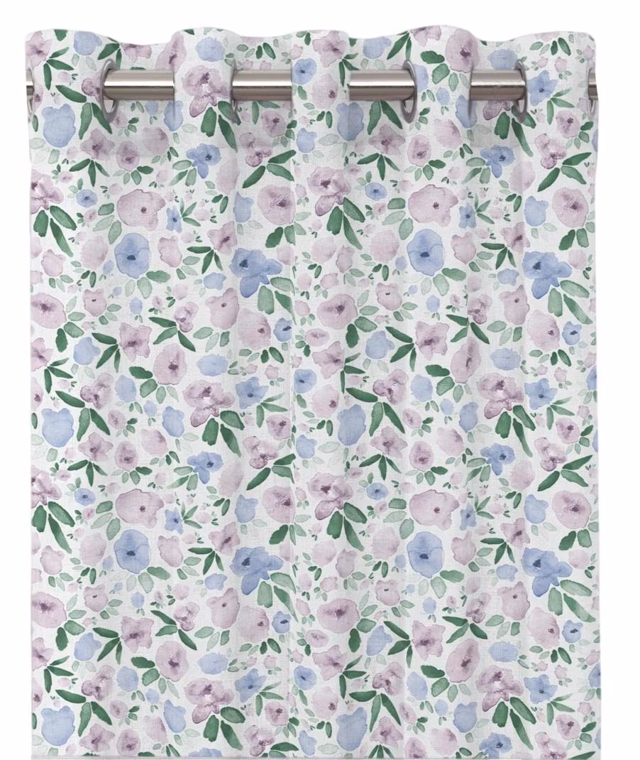 Saga blå gardinset öljetter. Redlunds textil