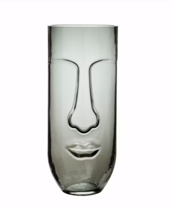 Grå vas i glas