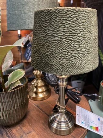 Lampskärm Sammet Grön med Mönster