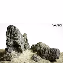 Sten - Grey Fossil Wood Rock - Stenpaket