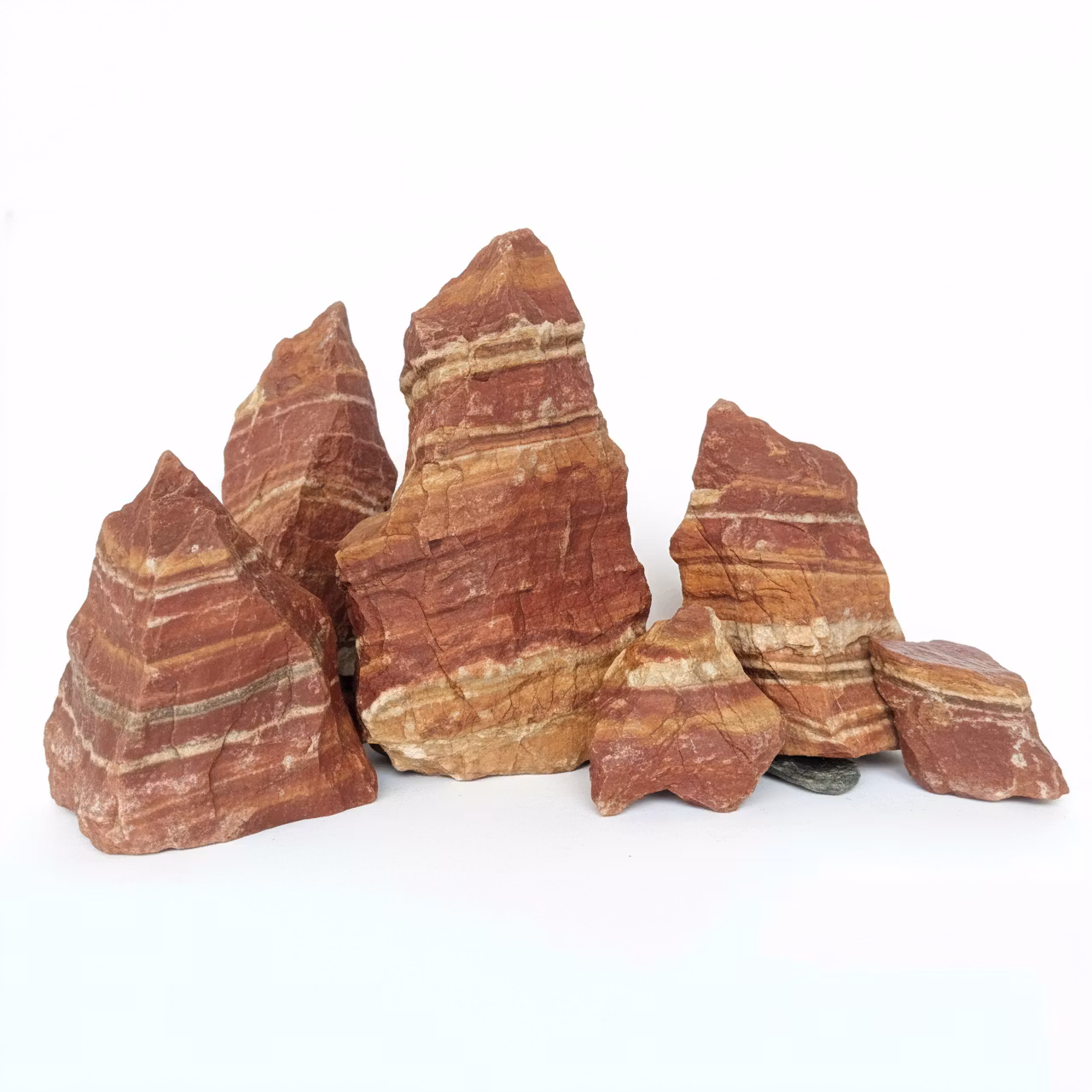 5 st Red Layered stenar 5-10 cm