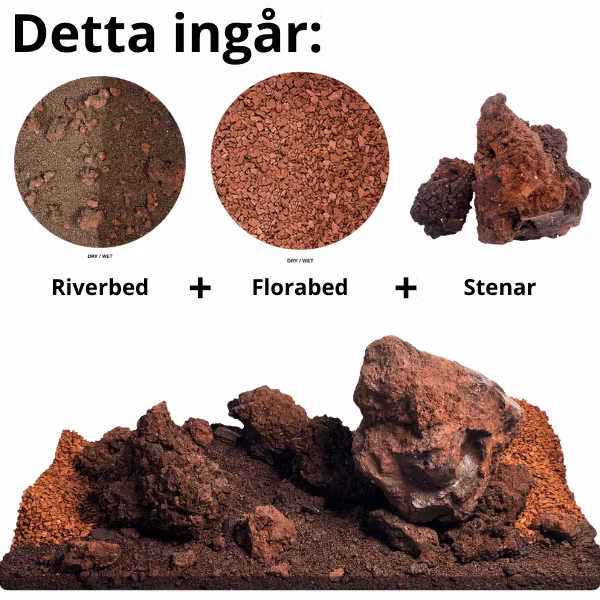 komplett kit med sten, sand och grus från wio för akvarium