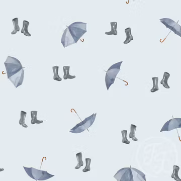 OD- Rainboots & Umbrellas Blue