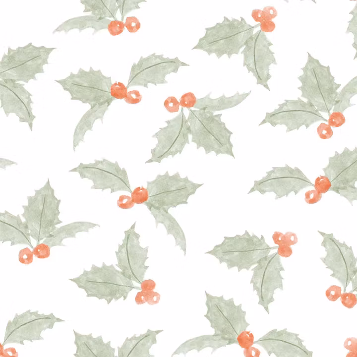 OD- Christmas Holly Off White