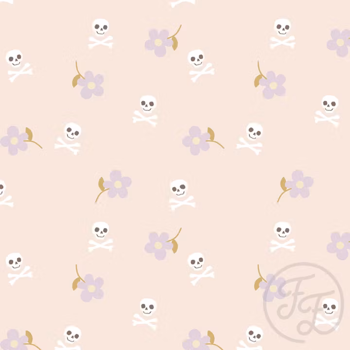 OD- Skull and bones flower peach small