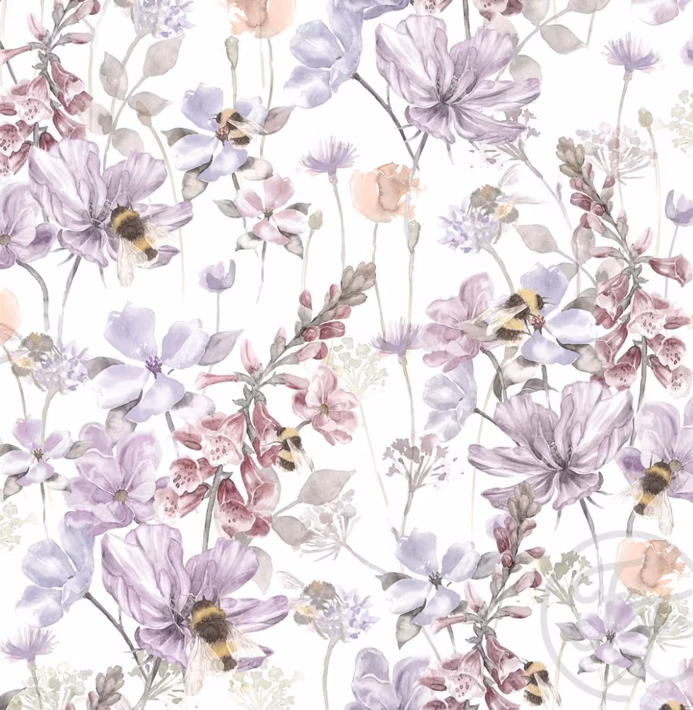 Bumble bee lilac french terry