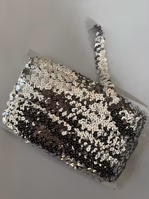 Elastisk paljettbånd, sølv 20 mm