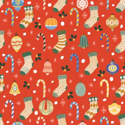 OD- Stocking, candies, snow and bells in red