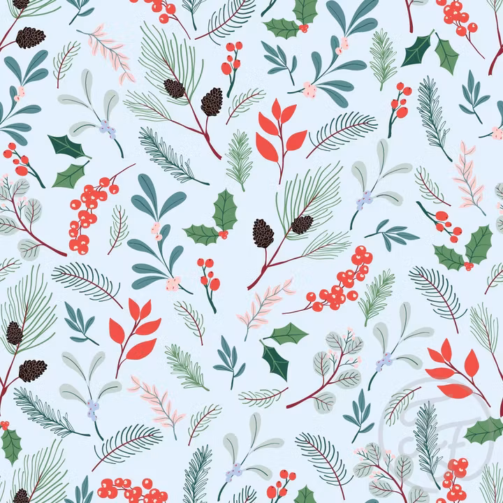 OD- Winter  foliage in patterns blue