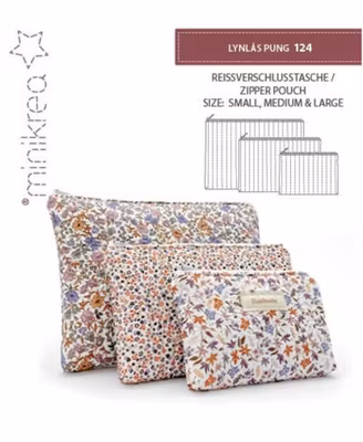 Minikrea pung med glidelås, 3 størrelser