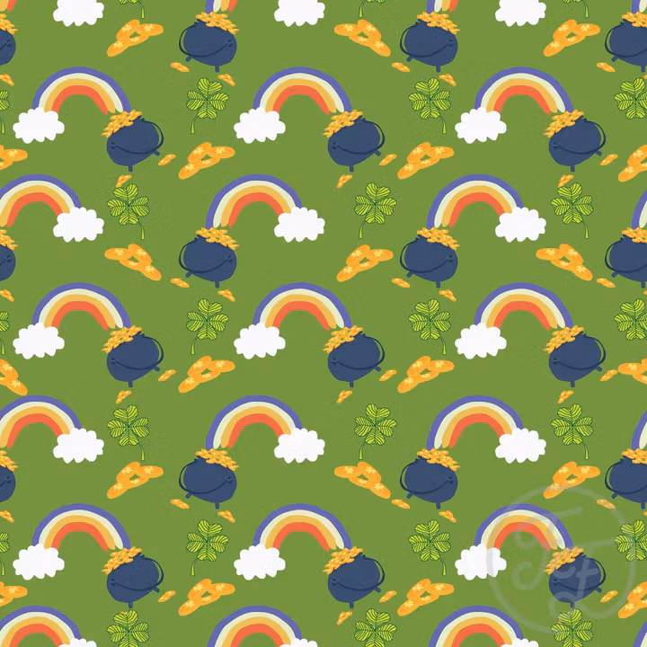 OD- St Patrick day pot of gold rainbow in Muted Green