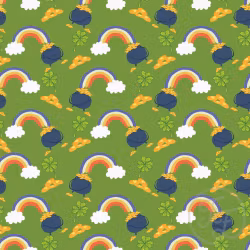 OD- St Patrick day pot of gold rainbow in Muted Green