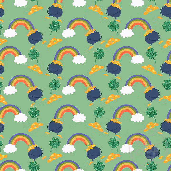 OD- St Patrick day pot of gold rainbow in Light Moss Green
