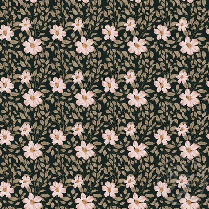 OD- Peach Flowers Small Dark Green