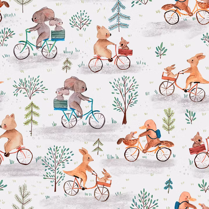 OD- Watercolor Biking Animals