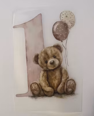 Strykemerke bursdag brun bamse 1 år