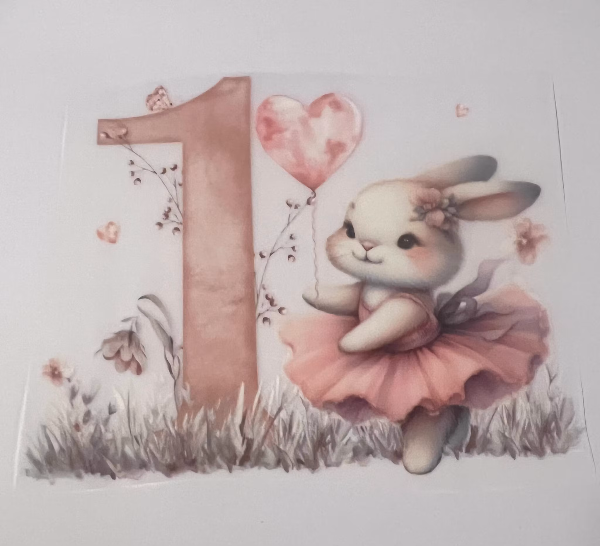 Strykemerke bursdag rosa kanin 1 år