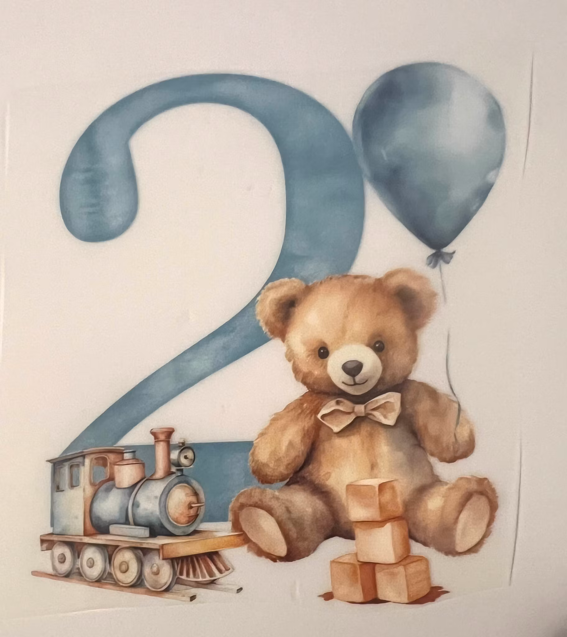 Strykemerke bursdag blå bamse 2 år