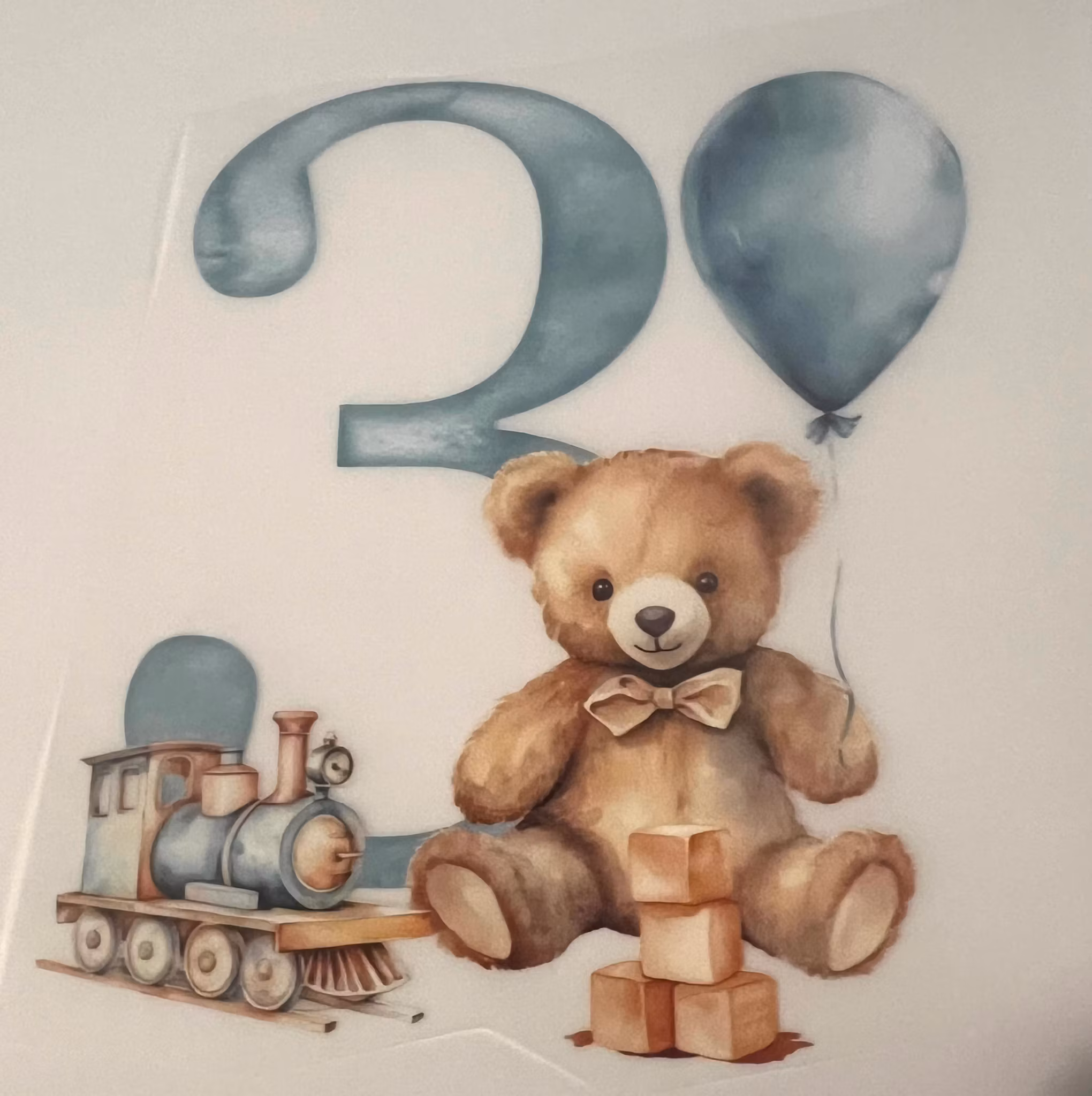 Strykemerke bursdag blå bamse 3 år