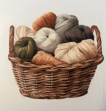 Strykemerke kurv med duse garnnøster