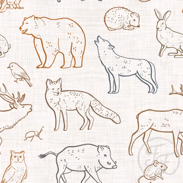 OD- Forest Animals Contour Multi Linen