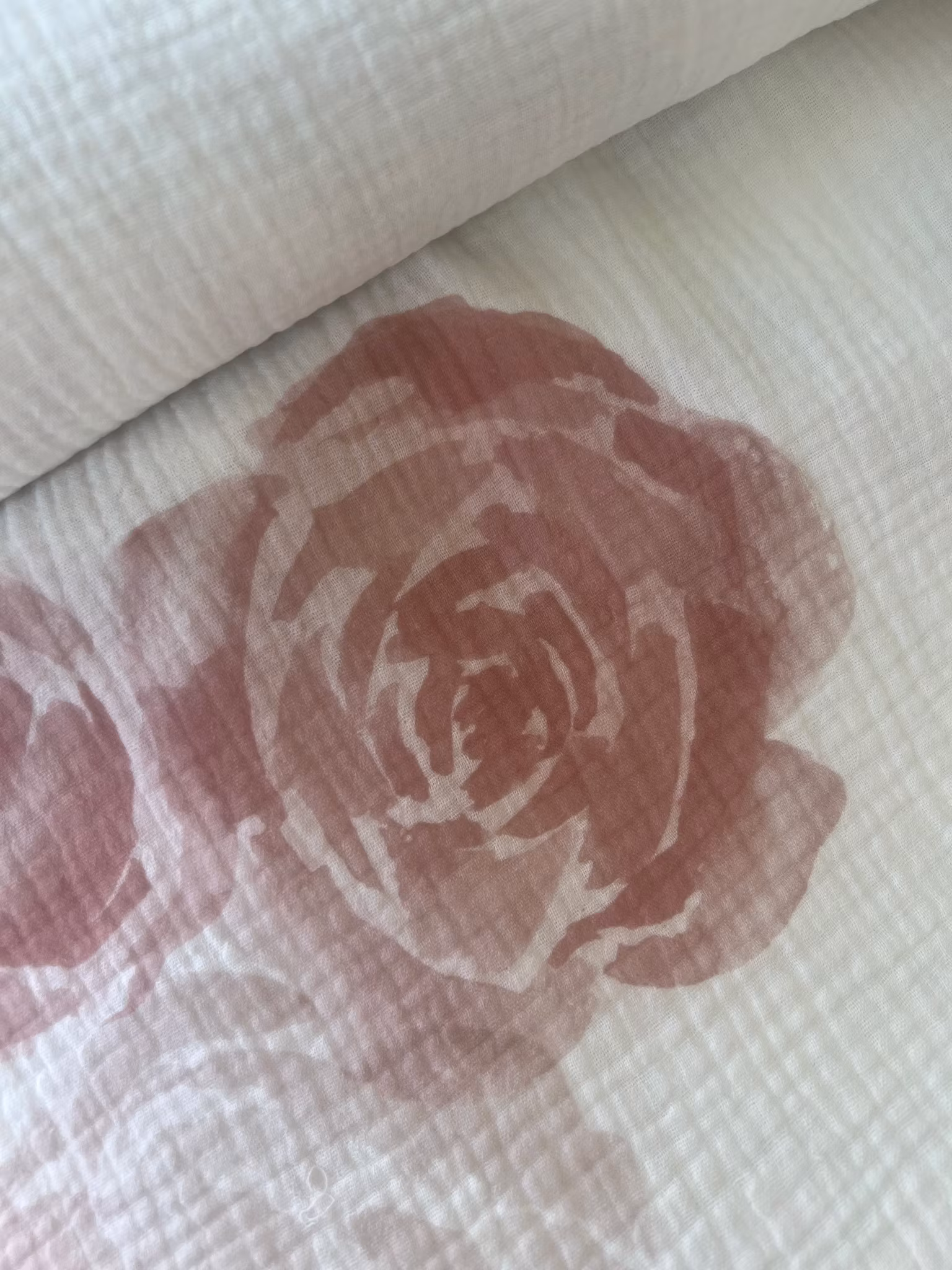 Musselin store roser