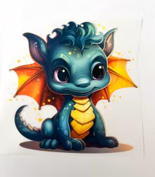 SM grønn drage med gult bryst stor